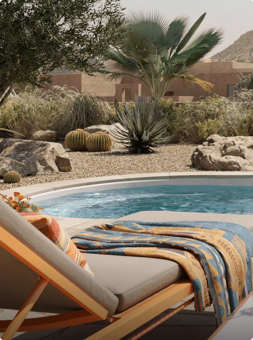 Pair succulents and cacti with sandy hues to create a breathtaking backyard refuge.